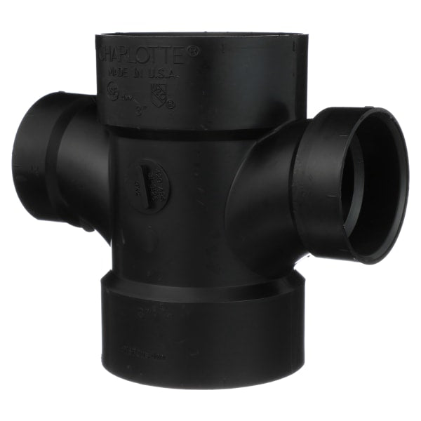 3" x 3" x 2" x 2" ABS DWV Double Sanitary Tee - All H