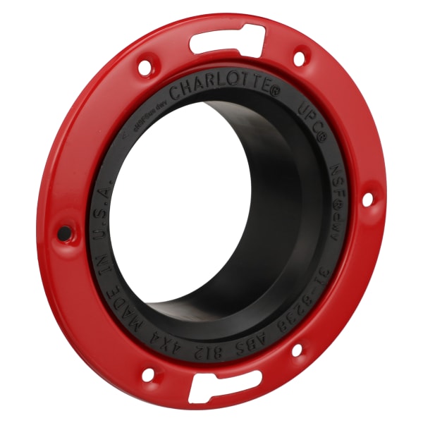 4" x 4" ABS DWV Spigot Closet Flange with Metal Ring - Closet x Spigot