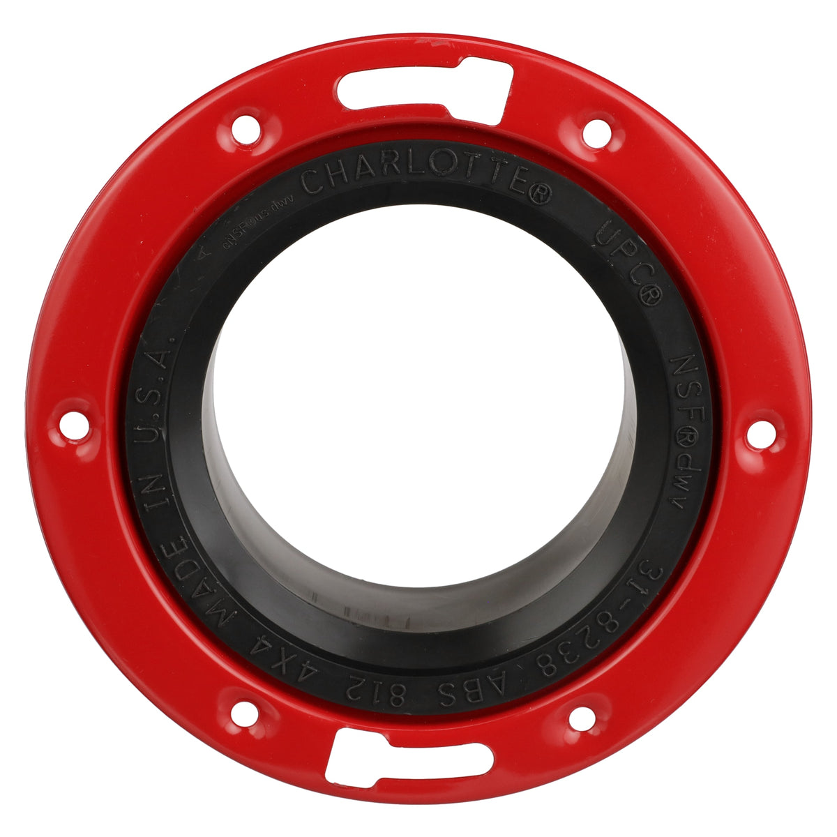 Charlotte Pipe 4" x 4" ABS DWV Spigot Closet Flange with Metal Ring - Closet x Spigot