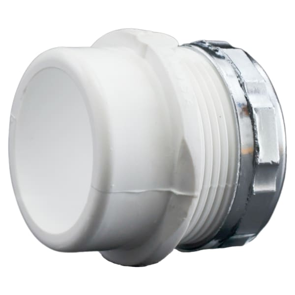 1-1/2" PVC DWV Male Trap Adapter with Chrome Nut - Spigot x Tubular Slip