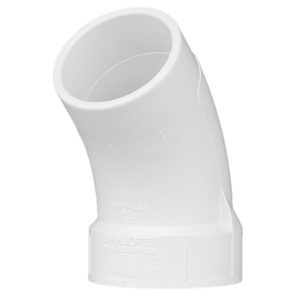 2" PVC DWV 45° Street Elbow - H x Spigot