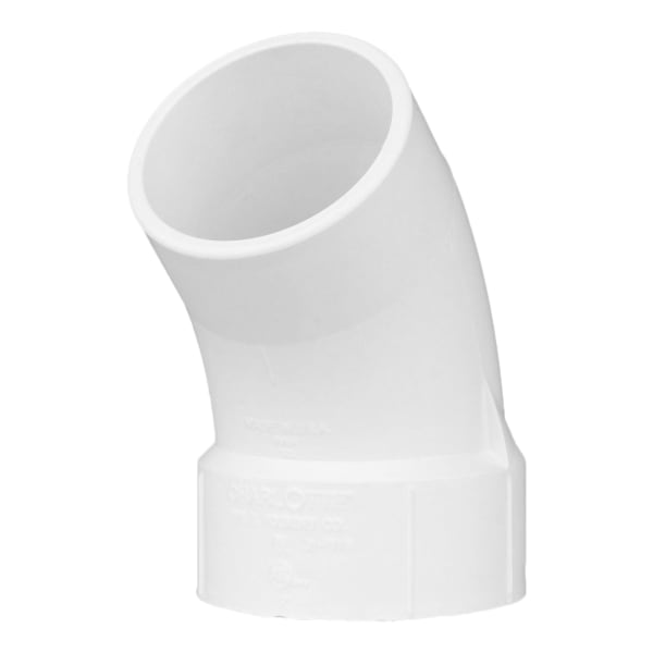 3" PVC DWV 45° Street Elbow - H x Spigot