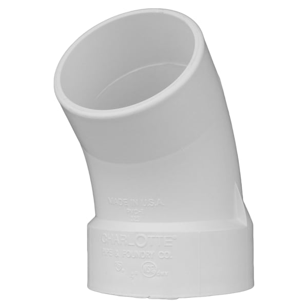 4" PVC DWV 45° Street Elbow - H x Spigot