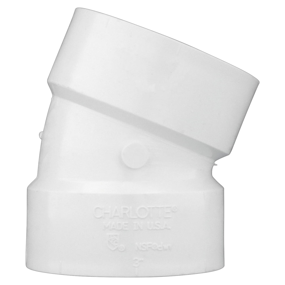 Charlotte Pipe 3" PVC DWV 22-1/2° Elbow - H x H