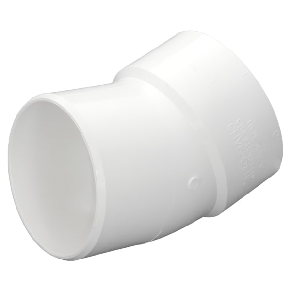 6" PVC DWV 22-1/2° Street Elbow - H x Spigot