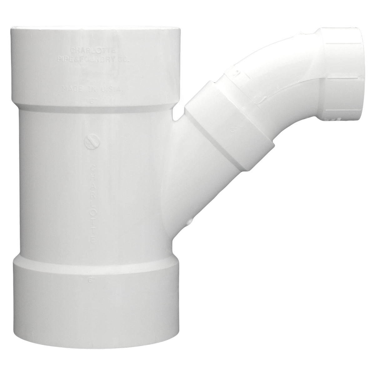 Charlotte Pipe 6" x 6" x 3" PVC DWV Combination Tee Wye - All H