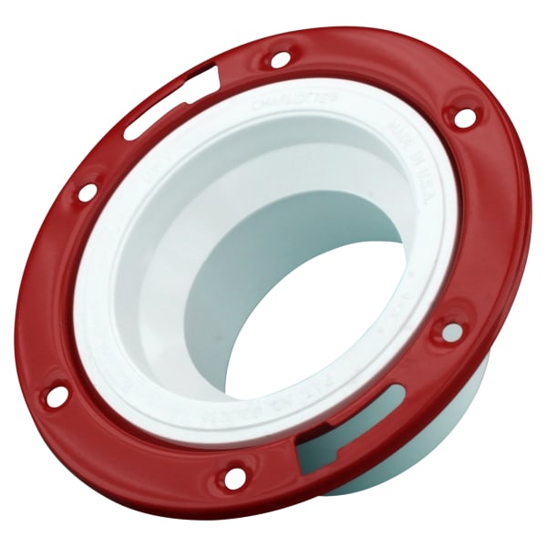 4" x 3" PVC DWV Closet Flange with Metal Ring - Closet x H