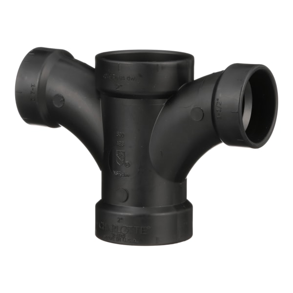 2" x 2" x 1-1/2" x 1-1/2" ABS DWV Double Fixture Fitting - All H