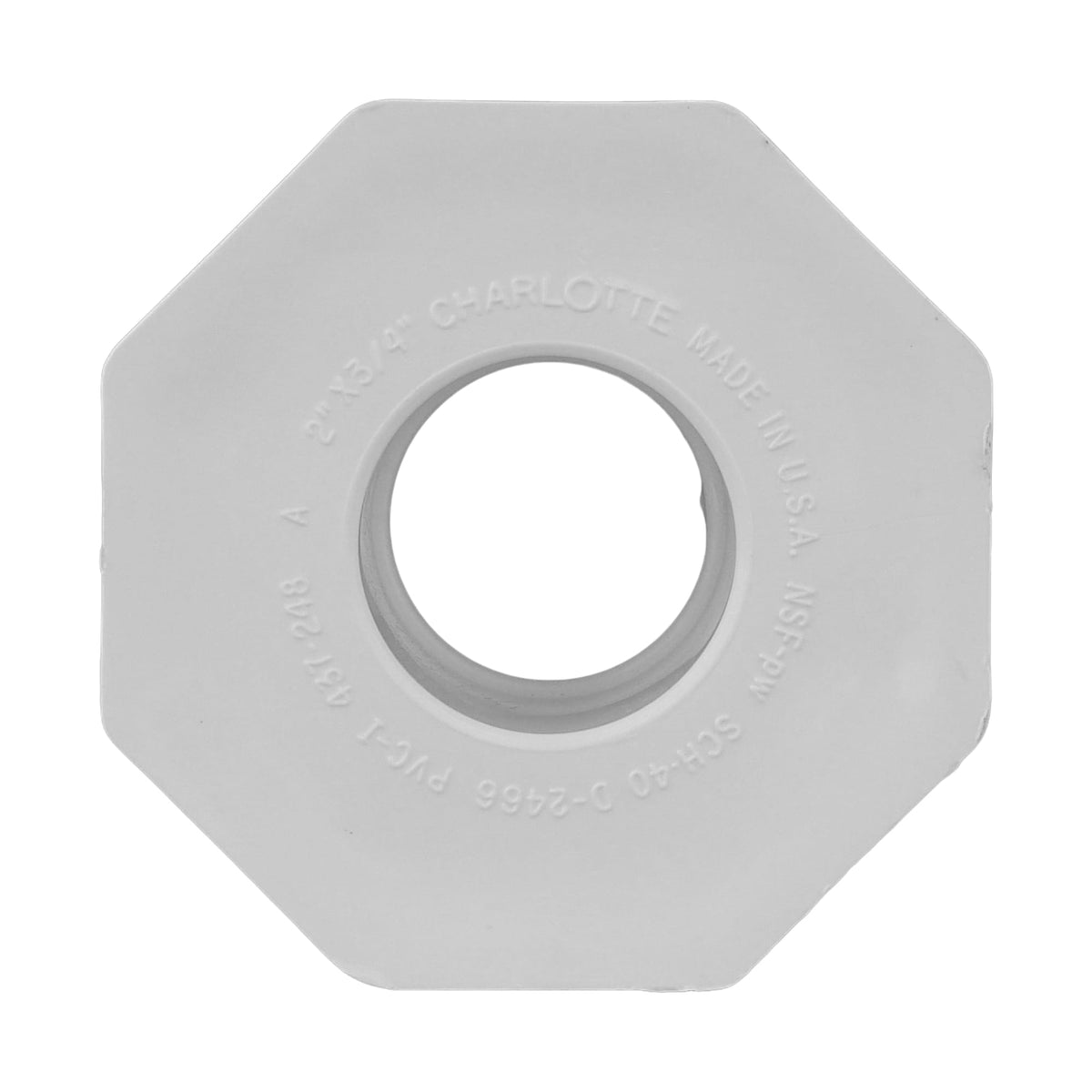 Charlotte Pipe 2" x 3/4" PVC SCH40 Bushing - Spigot x Socket