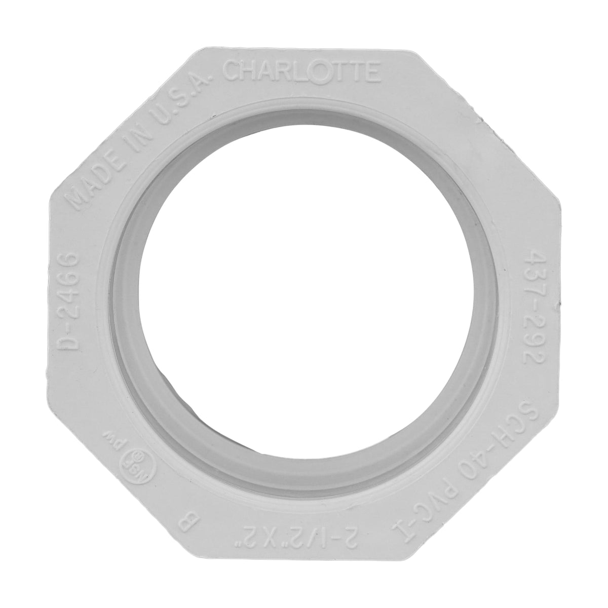 Charlotte Pipe 2-1/2" x 2" PVC SCH40 Bushing - Spigot x Socket