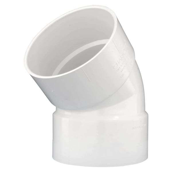 10" PVC DWV 45° Elbow - H x H