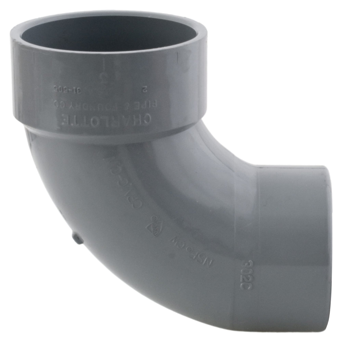 Charlotte Pipe 3" 90 Deg Street Elbow Spigot x Hub CPVC Chemical Drainage Fitting