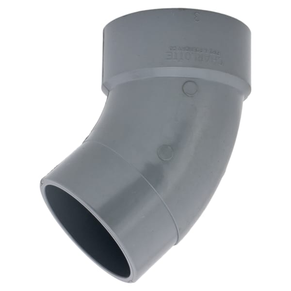 3" 45 Deg Street Elbow Spigot x Hub CPVC Chemical Drainage Fitting