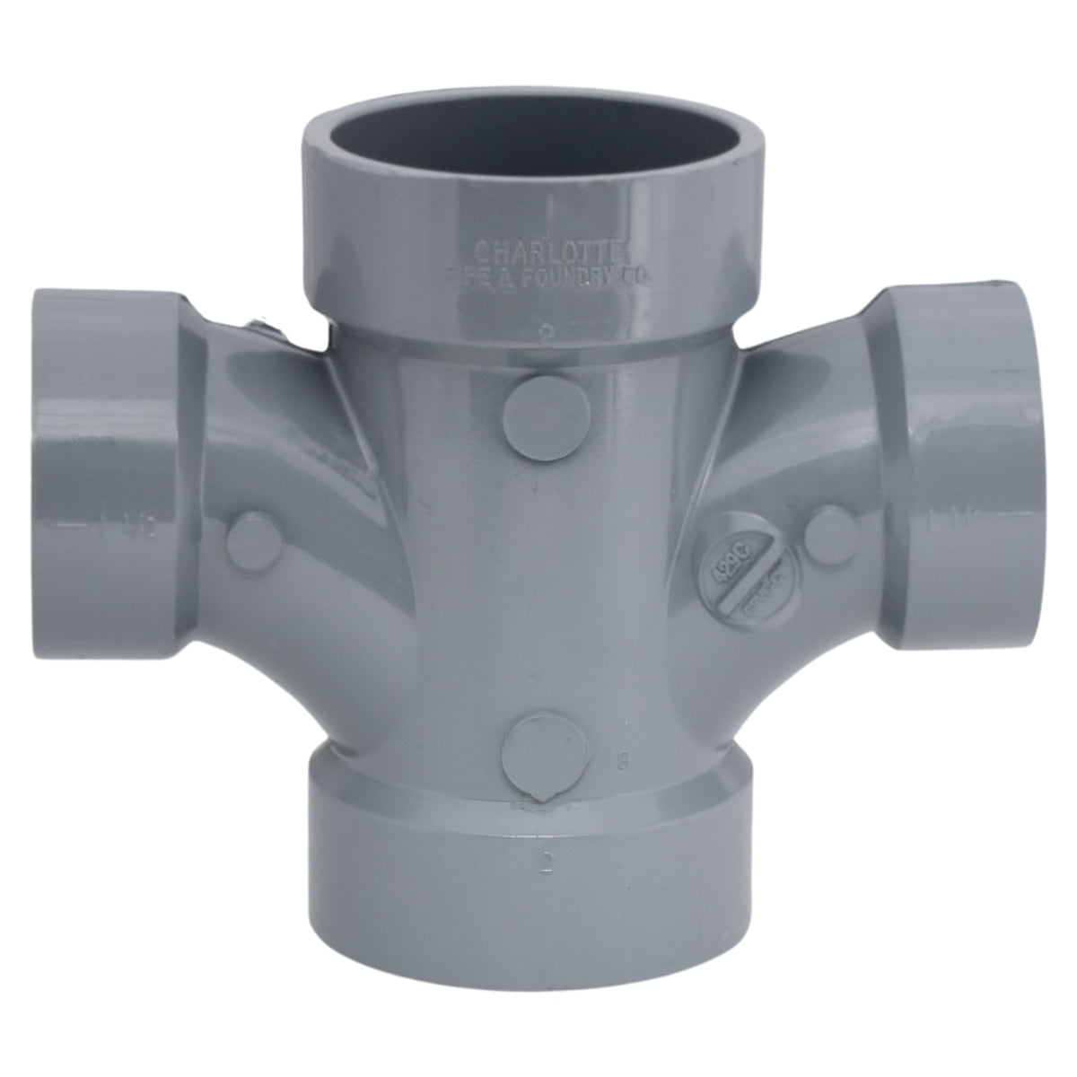 Charlotte Pipe 2" x 2" x 1-1/2" x 1-1/2" Double Sanitary Tee All Hub CPVC Chemical Drainage Fitting