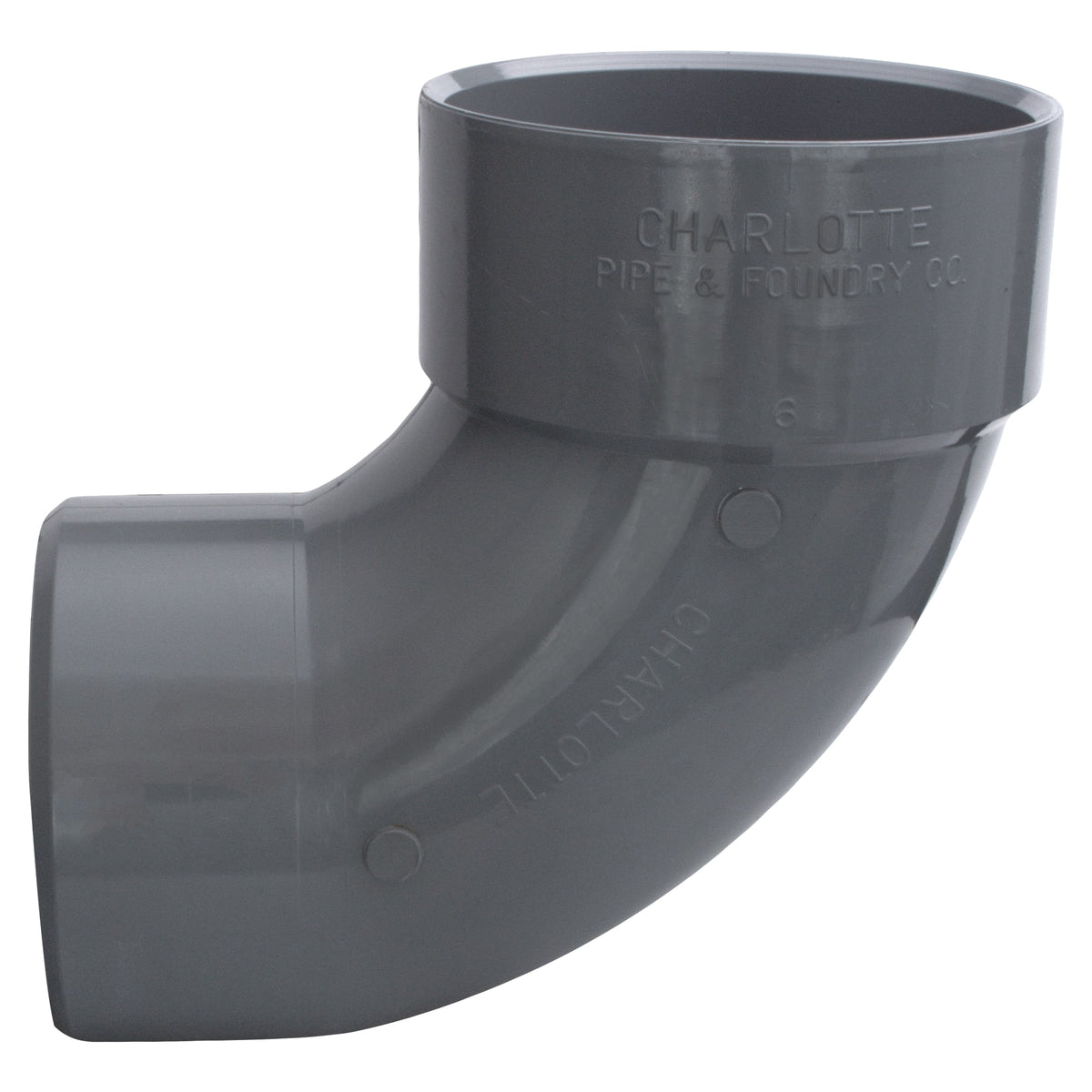 Charlotte Pipe 6" 90 Deg Street Elbow Spigot x Hub CPVC Chemical Drainage Fitting