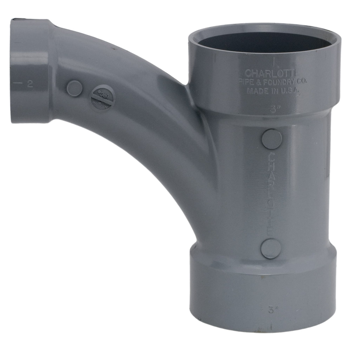 Charlotte Pipe 3" x 3" x 2" Combination Wye All Hub CPVC Chemical Drainage Fitting