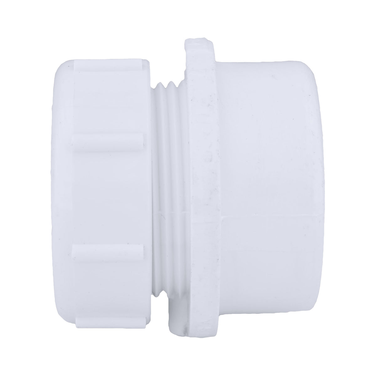 Charlotte Pipe 1-1/2" x 1-1/4" PVC DWV Male Trap Adapter with Plastic Nut - Spigot x Tubular Slip