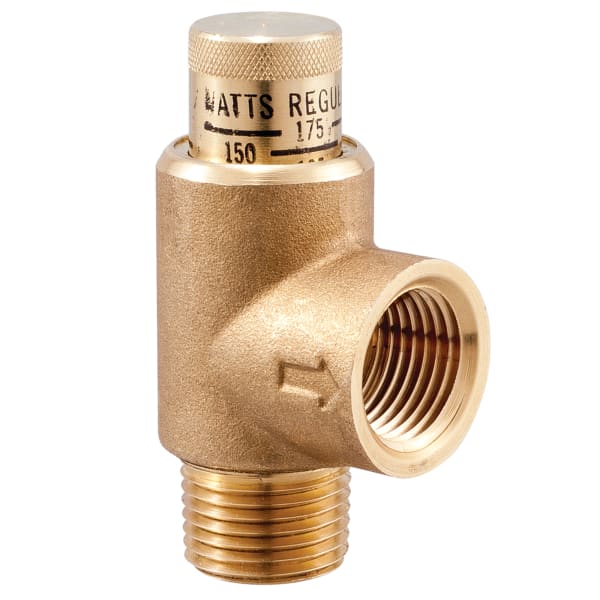 1/2" Lead Free Brass Poppet Type Calibrated Pressure Relief Valve, Adjustable 50-175 psi