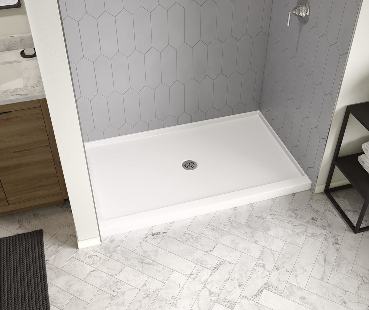 Maax Icon 6034 AcrylX Alcove Shower Base with Center Drain in White
