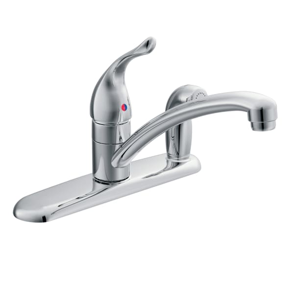 Moen Chateau Single-Handle Standard Kitchen Faucet with Side Sprayer on Deck in Chrome