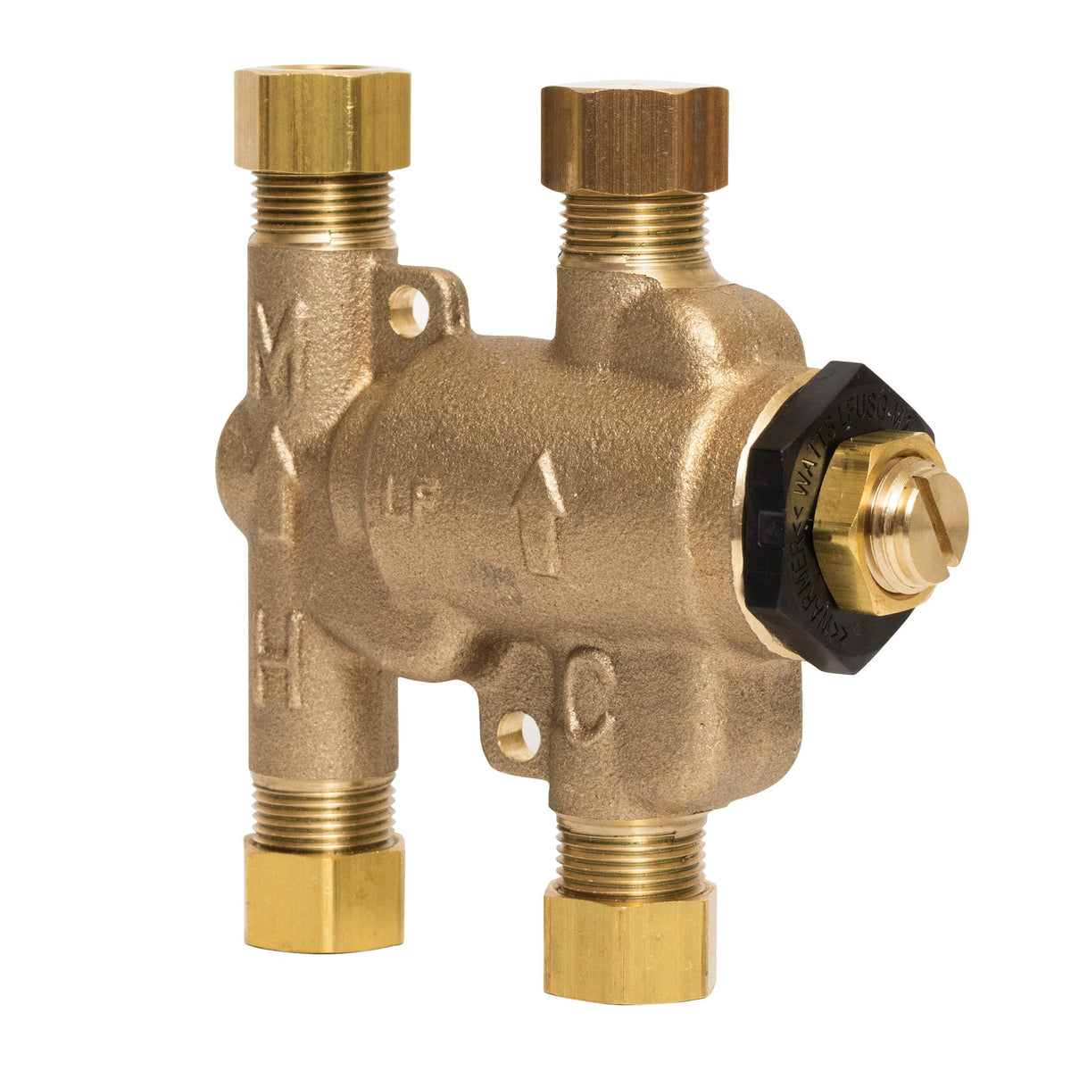 Watts 0204152 3/8" Lead Free Thermostatic Mixing Valve, Adjustable 80-120 F, Low Q Value, Model LFUSG-B-M3