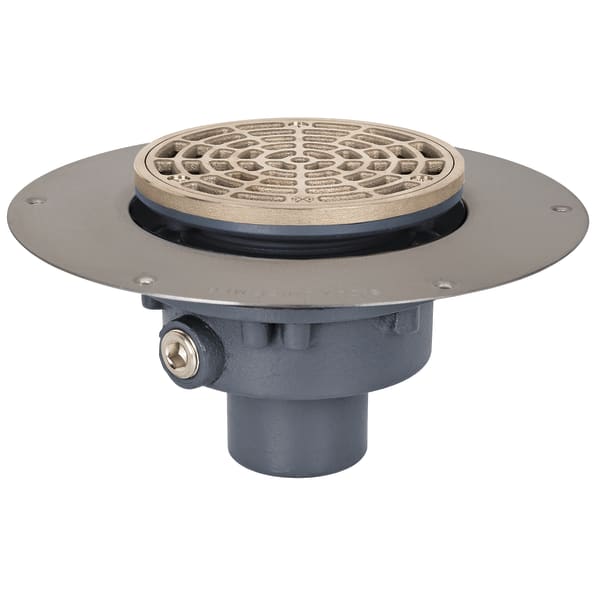 2" Round Grate Floor Drain 5-7/8" Nickel Bronze Cast Iron
