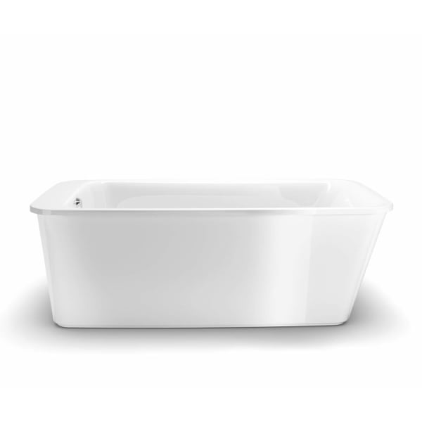 Lounge 64 x 34 Acrylic Freestanding End Drain Bathtub in White with White Skirt
