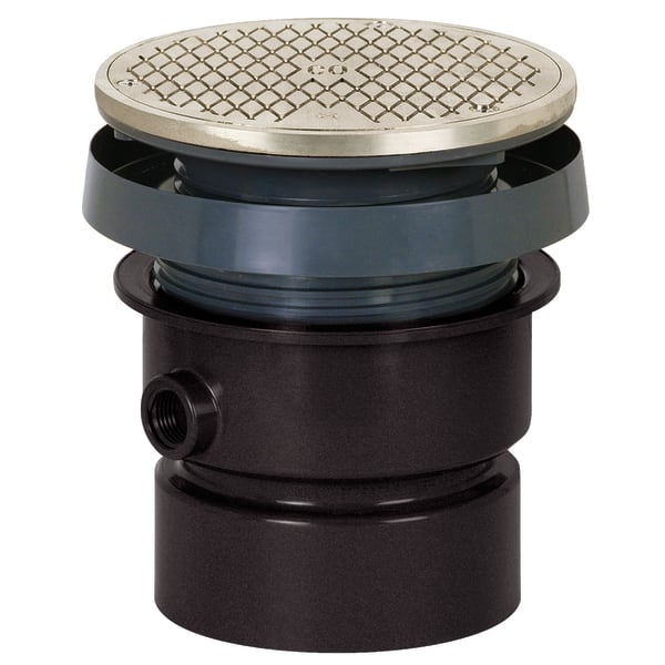 4" Solvent Weld FinishLine Complete Cleanout with Round Grate Nickel Bronze Finish ABS Body