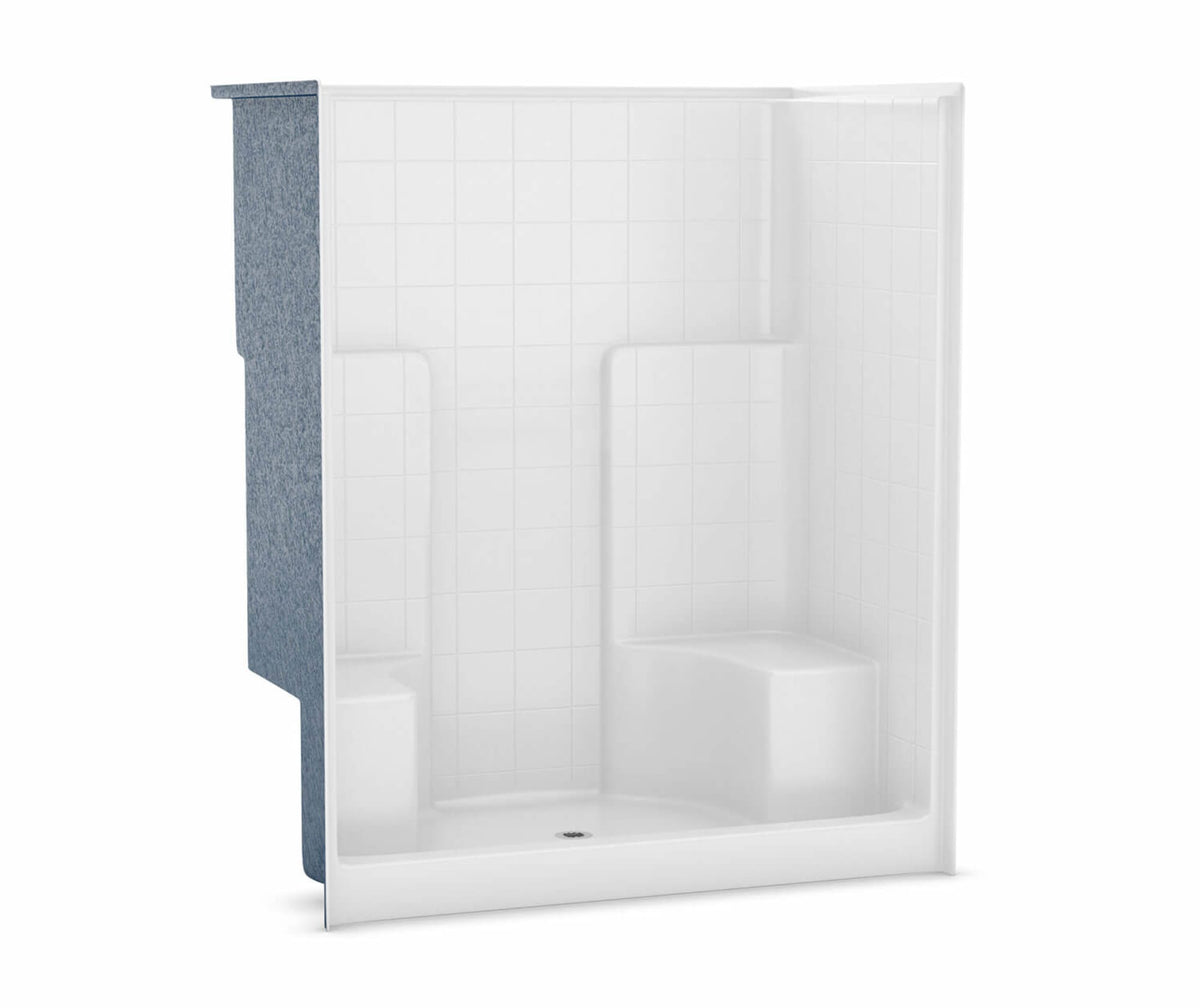 Maax SST3660 AcrylX Alcove Center Drain One-Piece Shower in White, Two seats