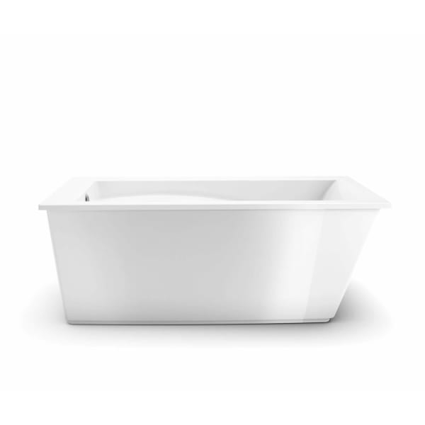 Optik 6032 F Acrylic Freestanding End Drain Bathtub in White with White Skirt