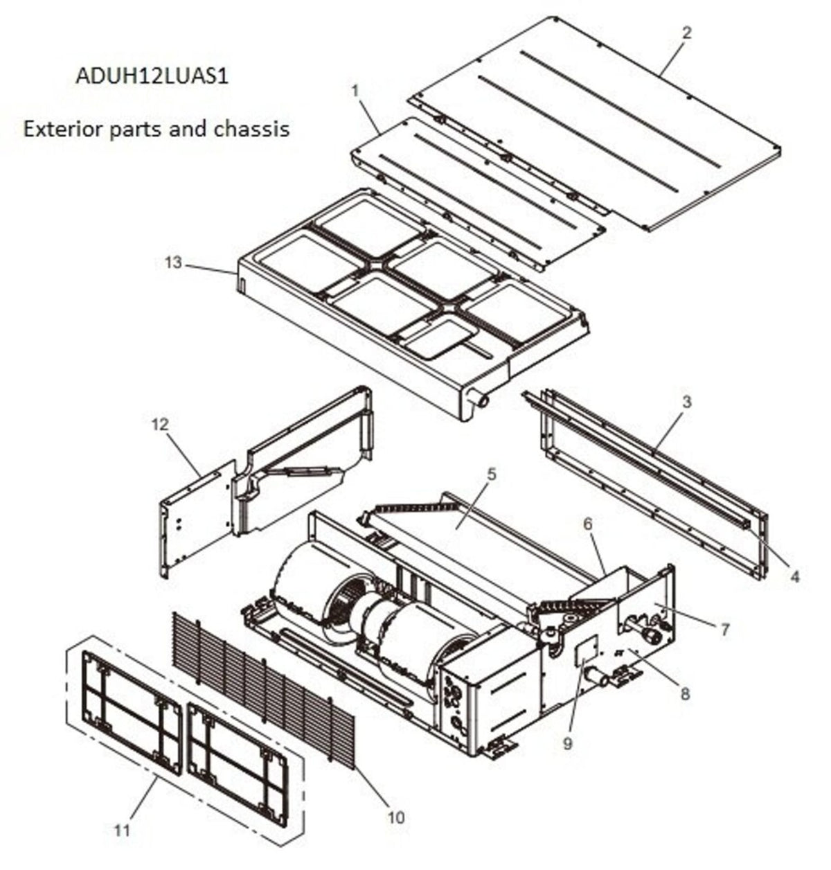 Fujitsu General ADUH24LUAS1 - 24,000 BTU/h, Multi Zone - Slim Duct Unit Airstage Mini-Split Head Unit
