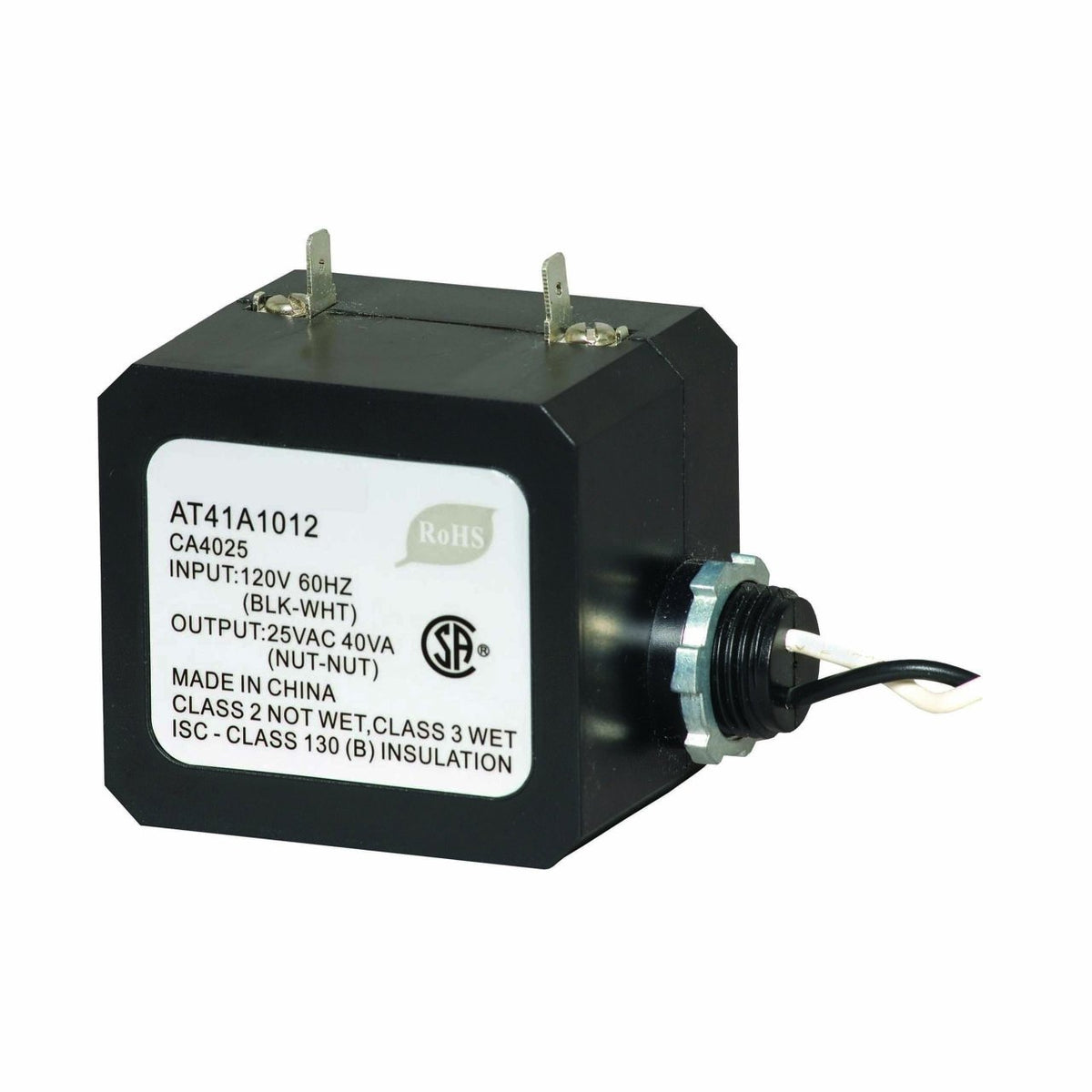 Resideo AT41A1012/U Transformer, 40 VA, 120/24 V, Class 2, 1/2 in Conduit Nipple Mount