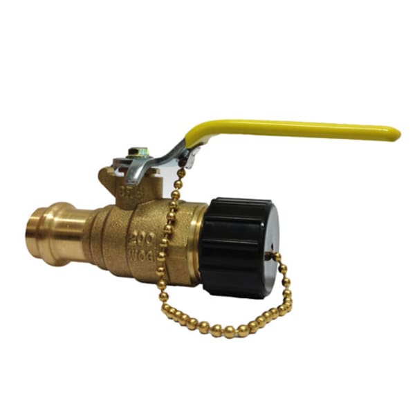 3/4" - Press x Hose - Brass, Full Port - Ball Valve - 200 PSI, RPTFE Seat, Chrome Plated Ball -