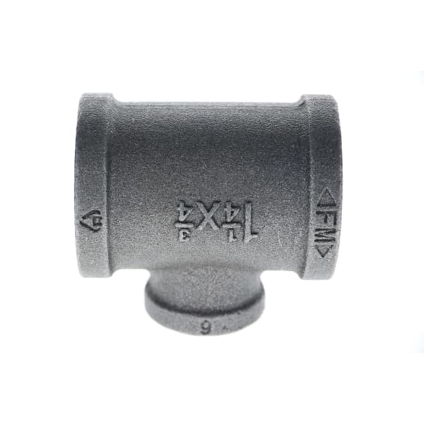 1-1/4" x 1-1/4" x 3/4" Black Iron Tee