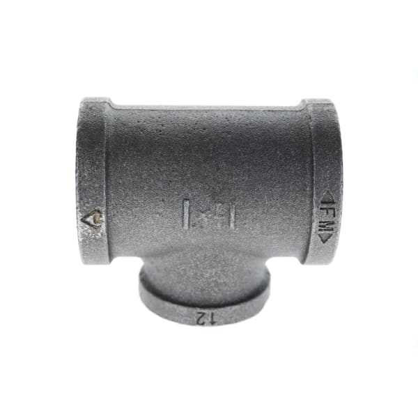 1-1/4" x 1-1/4" x 1" Black Iron Tee