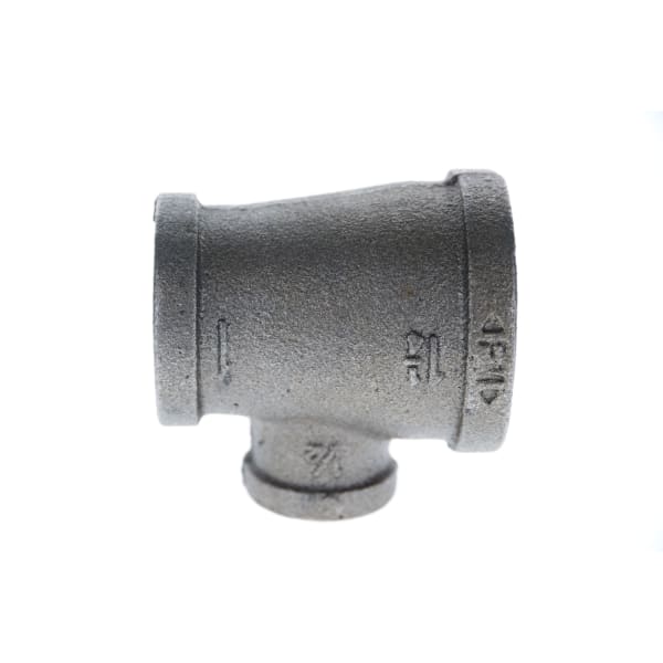 1-1/4" x 1" x 1/2" Black Iron Tee