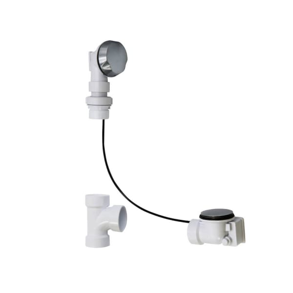 Schedule 40 ABS Cable Operated Bath Waste & Overflow Drain with Patented Flexible Overflow Neck for 12" to 22" Tub Depths - No Finish