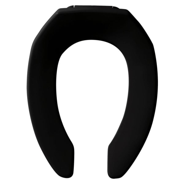 Bemis - STA-TITE® 14-1/2" x 18-9/16", Black Plastic, Non-Self-Sustaining Check/Self-Sustaining Check Hinge, Elongated, Open Front, Heavy Duty, Toilet Seat without Cover