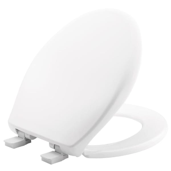 Bemis - Affinity® 14-3/8" x 16-5/16 to 16-13/16" x 2-3/16", White, Plastic, Closed Front, Round, Toilet Seat with Cover