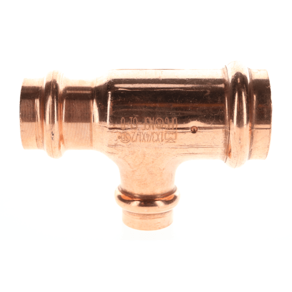 1" x 3/4" x 1/2" Copper Press Fittings - Tee P x P x P