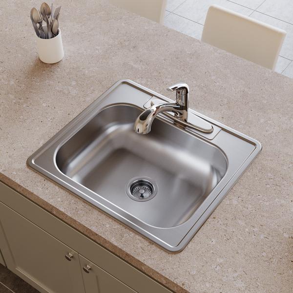 Dayton D125221 Stainless Steel 25" x 22" x 6-9/16" 1-Hole Single Bowl Drop-in Sink