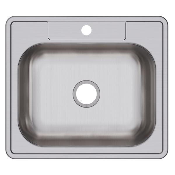 Dayton D125221 Stainless Steel 25" x 22" x 6-9/16" 1-Hole Single Bowl Drop-in Sink