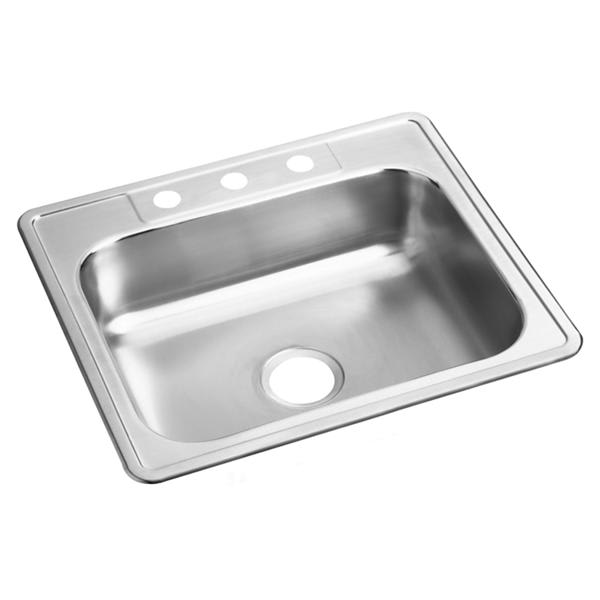 Dayton Stainless Steel 25" x 22" x 6-9/16" 3-Hole Single Bowl Drop-in Sink