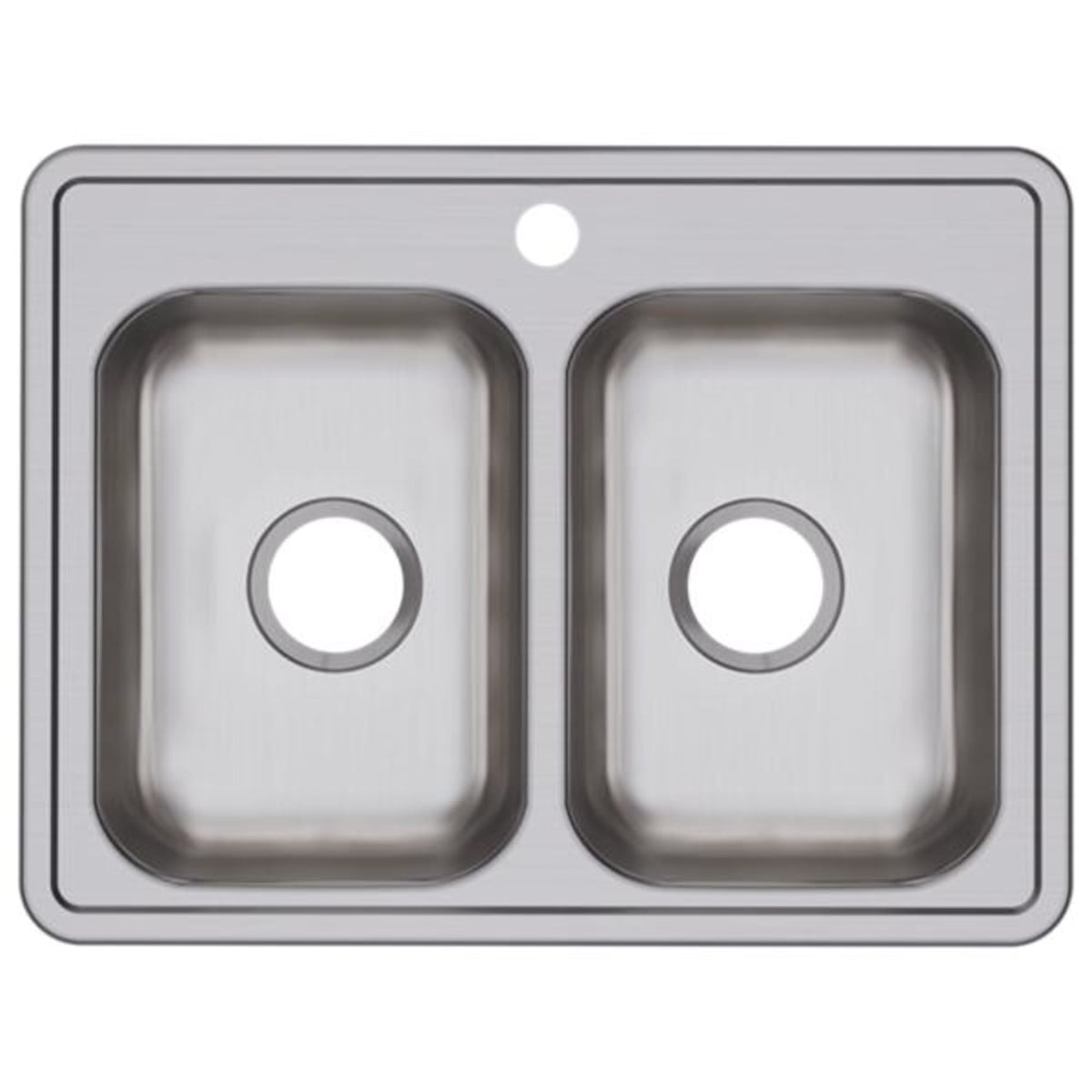 Dayton Stainless Steel 25" x 19" x 6-5/16" 1-Hole Equal Double Bowl Drop-in Sink