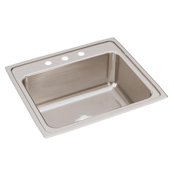 Elkay Lustertone Classic Stainless Steel 25" x 22" x 10-3/8" 3-Hole Single Bowl Drop-in Sink