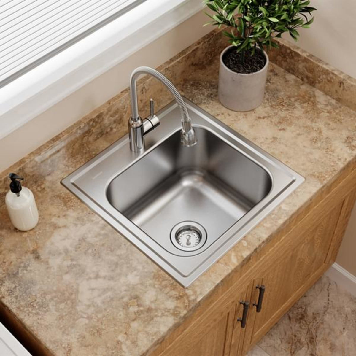 Dayton Stainless Steel 20" x 20" x 10-1/8" 1-Hole Single Bowl Drop-in Laundry Sink