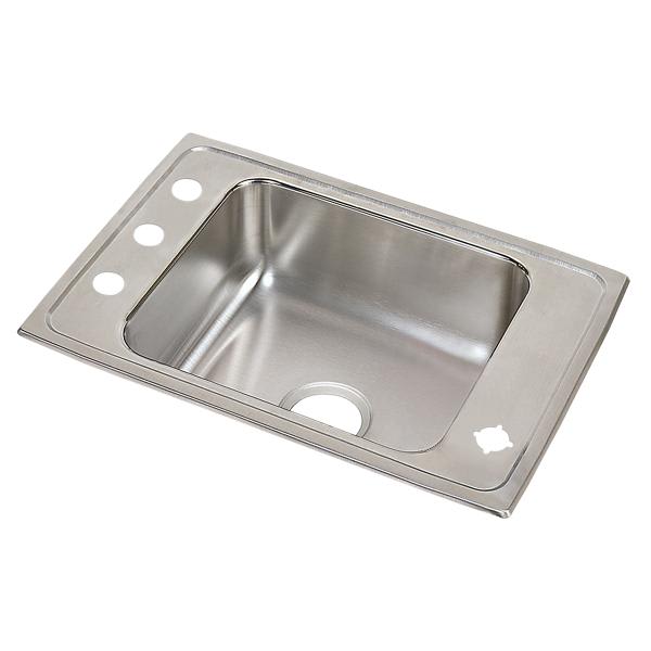 Elkay Lustertone Classic Stainless Steel 25" x 17" x 6-1/2" 4-Hole Single Bowl Drop-in Classroom ADA Sink