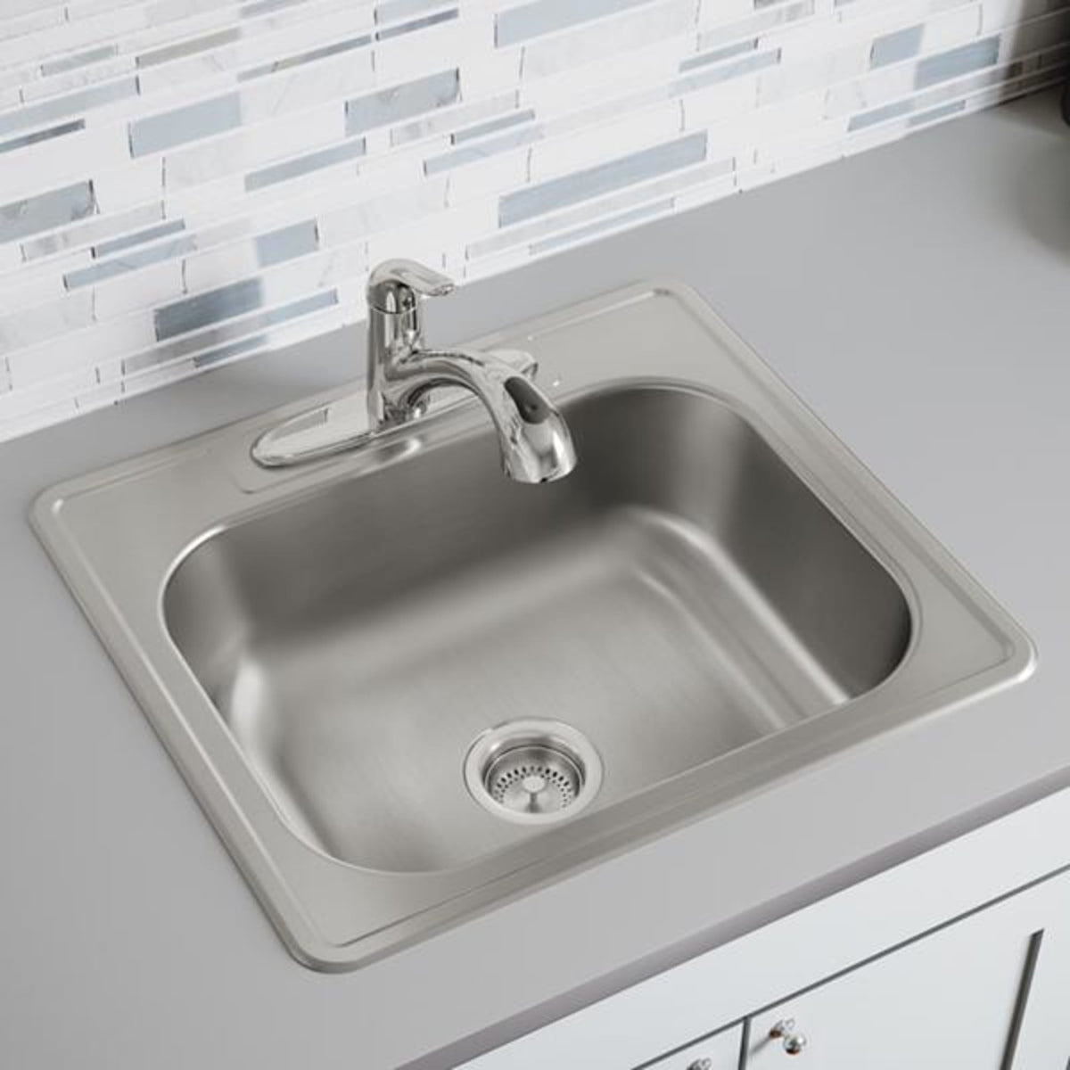 Dayton Stainless Steel 25" x 22" x 8-1/16" 3-Hole Single Bowl Drop-in Sink