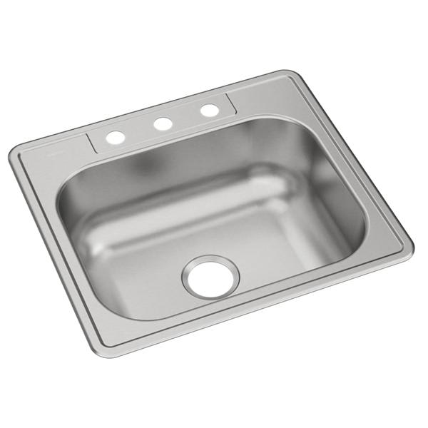 Dayton Stainless Steel 25" x 22" x 8-1/16" 3-Hole Single Bowl Drop-in Sink