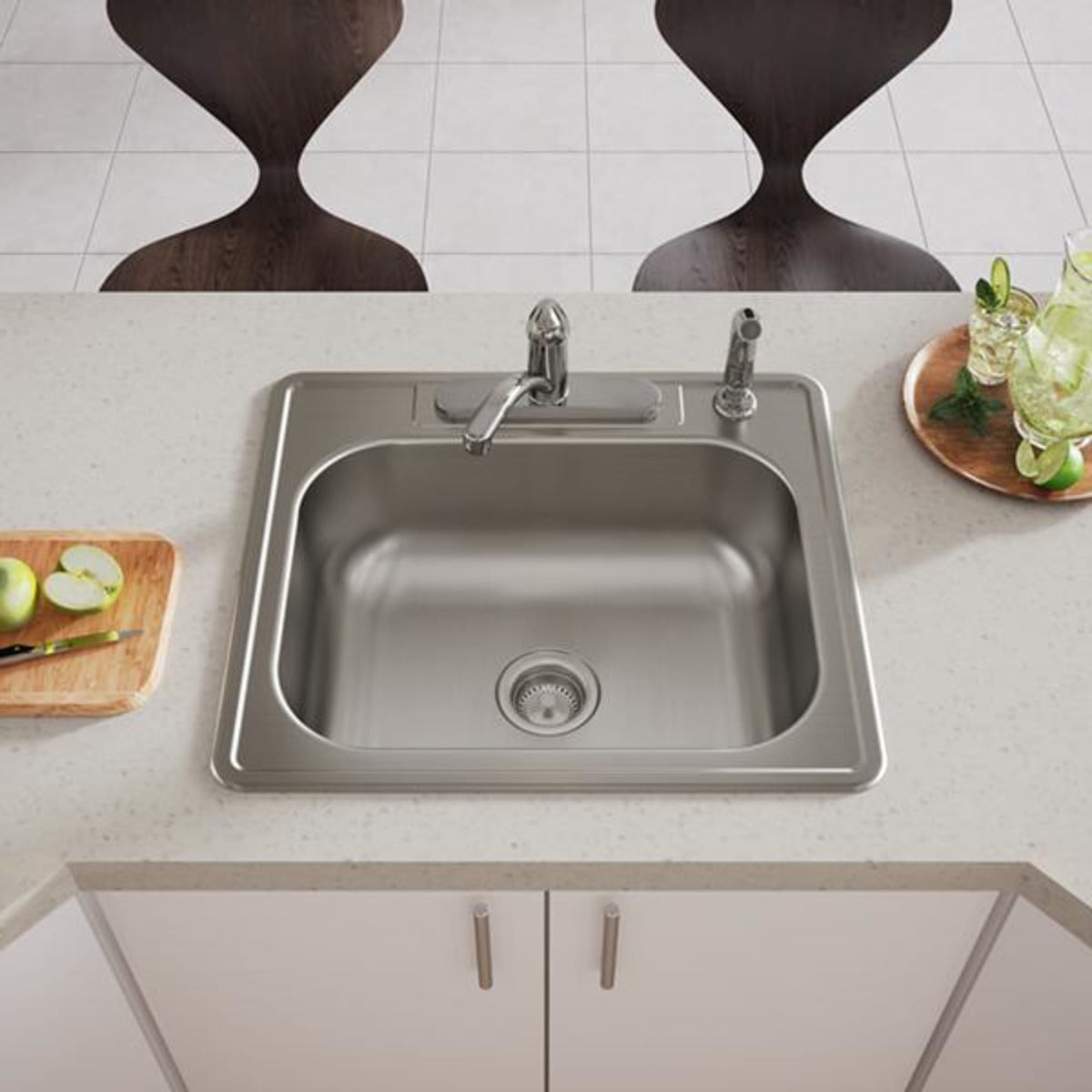 Dayton Stainless Steel 25" x 22" x 8-1/16" 4-Hole Single Bowl Drop-in Sink